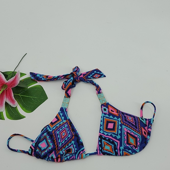 Other - Bright colored diamond print triangle bikini top